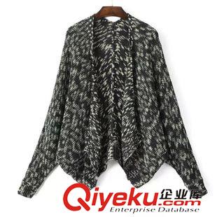 針織衫 毛衣 SYJ2015秋冬季新品時(shí)尚女裝斗篷長(zhǎng)款針織開(kāi)衫復(fù)古寬松毛衣女外套