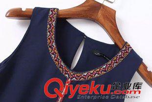 背心 吊帶 BB2015夏季新品時(shí)尚女裝歐美街頭彩色刺繡無袖寬松短款背心T恤原始圖片3