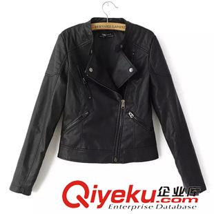 棒球服 夾克 外套 SYJ 2015秋裝新款外貿女裝斜拉鏈PU皮衣短款歐美機車夾克外套批發