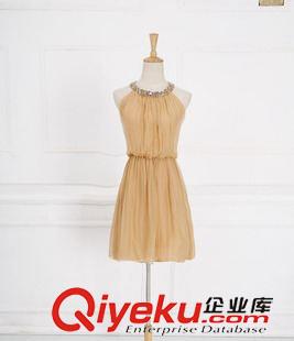 2015夏季新款 歐洲站2015新品女名媛露肩掛脖桑蠶絲真絲連衣裙禮服沙灘短裙批發