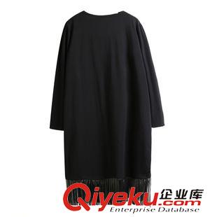 2015-10-15 冬季新品寬松顯瘦拼接流蘇長袖連衣裙韓版學(xué)院風(fēng)印花中長裙子