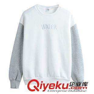 2015-10-12 歐美秋冬新品學(xué)院風休閑時尚拼色water字母刺繡加絨加厚衛(wèi)衣