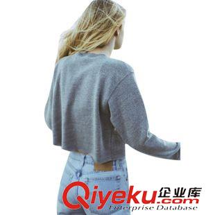 衛衣 托尼斯歐美外貿女裝 秋季新款灰色字母短款衛衣原始圖片2