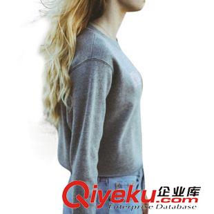 衛衣 托尼斯歐美外貿女裝 秋季新款灰色字母短款衛衣原始圖片3