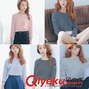 10月19日 實拍#秋季韓版寬松長袖t恤女條紋超大碼情侶裝閨蜜服圓領T恤
