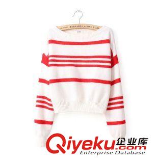 10月16號(hào) 2015{zx1}韓版短款可愛(ài)女生條紋長(zhǎng)袖毛線衣女裝