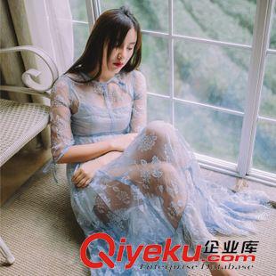 10月16號 2015新款飄逸大擺復古仙女蕾絲兩件套連衣長裙 女裝原始圖片2