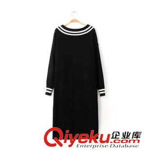 10月15號 韓國東大門2015秋冬韓版大v領(lǐng)學(xué)院風(fēng)超長款毛衣套頭連衣裙女原始圖片3