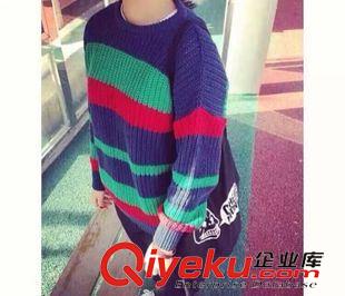 10月15號 2015韓國秋冬新款寬松復古BF風學院風套頭長袖針織毛衣女