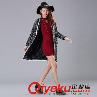 10月7號 2015秋裝新品格子毛呢外套秋冬修身呢子外套呢大衣潮原始圖片2
