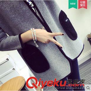 9月19日 2015秋季新款外套女中長(zhǎng)款毛衣連帽長(zhǎng)袖口袋寬松針織衫開衫原始圖片2