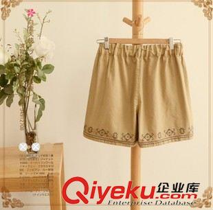 褲子 2015新款夏季森女系松緊腰繡花短褲原始圖片3