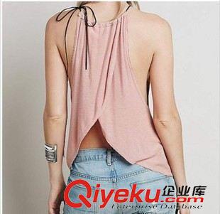 小背心.裹胸 廠家直銷2015速賣通Ebay外貿(mào)歐美女士無(wú)袖圓領(lǐng)T恤原始圖片3