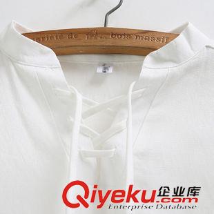 襯衫 2015秋季新款歐美風(fēng)領(lǐng)部系帶長袖泡泡袖棉麻襯衫女原始圖片3