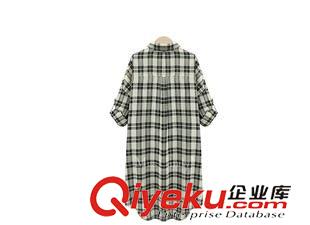 襯衫 2015年秋裝新款歐美外貿(mào)大碼長款格子長袖襯衣原始圖片3