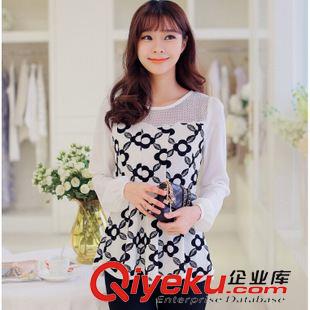 襯衣 2015新款韓版格子假兩件套長袖修身女士襯衣