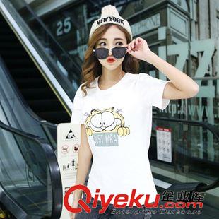 T恤 春夏新款棉打底衫潮 加菲貓印花顯瘦寬松短袖T恤韓版女上衣原始圖片3