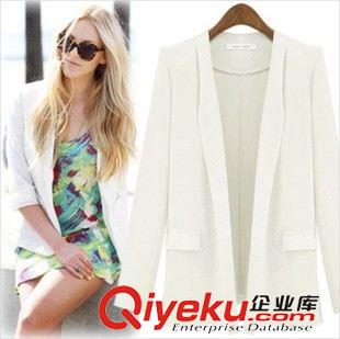 外套 2014秋冬新款歐美新款長(zhǎng)袖西服女修身小西裝 寬松女外套原始圖片3