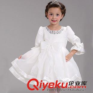 童禮服 一件代發(fā) 女童掛脖拖尾禮服裙 歐美童禮服 girls dress