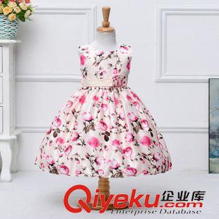童裙 整手批發(fā) 新款童禮服gd印花禮服裙無袖高腰蓬蓬裙蝴蝶結(jié)連衣裙原始圖片2