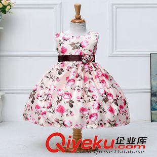 童裙 整手批發(fā) 新款童禮服gd印花禮服裙無袖高腰蓬蓬裙蝴蝶結(jié)連衣裙原始圖片3