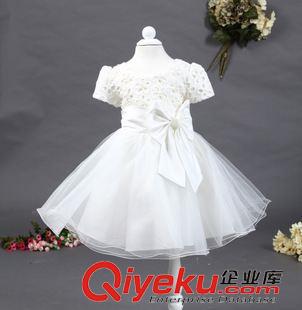 童裙 整手2015新款花童礼服夏季童装时尚 新款花朵网纱短袖连衣蓬蓬裙