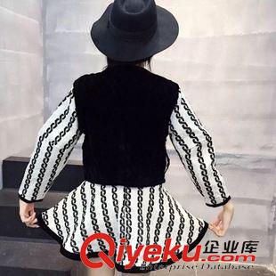 9.24新款 3521A一件代發韓國原單復古刺繡定制料條紋長袖外套+半裙女式套裝原始圖片3