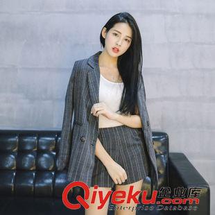 9.22新款 19138韓國東大門代購一件代發OL風純色條紋西裝+短褲顯瘦兩件套女原始圖片2