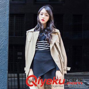 9.21新款 19150韓國東大門代購實拍女裝批發韓版OL風百搭純色顯高風衣外套原始圖片3