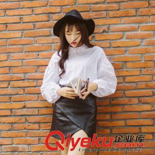 9.21新款 19081韓國東大門代購實拍女裝批發純色韓版簡約純棉女式寬松襯衫原始圖片3