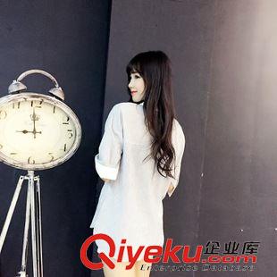 7.16 新款 8230 一件代發(fā)韓版女裝東大門實拍休閑百搭純色棉麻女式短袖襯衫原始圖片2