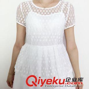 5.15 新款 8261韓國東大門代購實拍新款韓版波點植絨蕾絲網紗假兩件套連衣裙原始圖片3