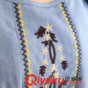 5.6 新款 2085 韓國東大門代購實拍夏季純棉刺繡花朵民族風(fēng)大碼寬松連衣裙