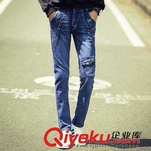 褲子 2015秋季新品男多口袋彈力青少年修身潮流小腳牛仔褲潮　一件代發原始圖片3