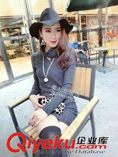 連衣裙10月份10號(hào) 2015秋冬新款韓版女裝 修身v領(lǐng)套頭中長(zhǎng)款打底毛衣連衣裙配圍巾原始圖片3