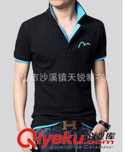 polo衫 【廠家定做】時尚韓式男士短袖T恤純棉立領(lǐng)碎花修身休閑T恤