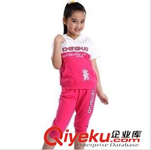 夏裝tj 橙火 夏裝2012新款 女大童純棉 運(yùn)動(dòng)休閑兩件套裝2013原始圖片2