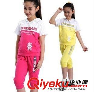 夏裝tj 橙火 夏裝2012新款 女大童純棉 運(yùn)動(dòng)休閑兩件套裝2013原始圖片3