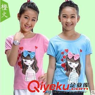 休閑運動 小孩衣服夏裝女大童短袖t恤純棉兒童休閑運動上衣韓版卡通潮童裝原始圖片2