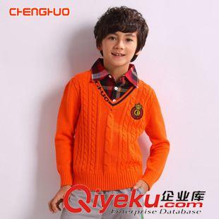 打底衫/打底褲 橙火男童冬裝2014新款兒童假兩件大童針織衫套頭外套韓版原始圖片2