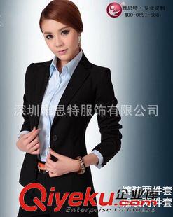 女士OL職業(yè)裝 2015秋冬新款OL通勤修身長袖職業(yè)裝女裝套裝女褲西裝工作服批發(fā)原始圖片3
