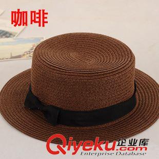 明星同款 V型尚雅 夏天女士小辣椒{za}日本草編蝴蝶結(jié)沙灘平頂純色遮陽帽原始圖片3