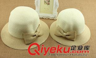 親子帽子 韓版夏季帽子 女式 草編蝴蝶結(jié)拼色多色遮陽(yáng)盆帽防曬草帽廠家批發(fā)原始圖片3