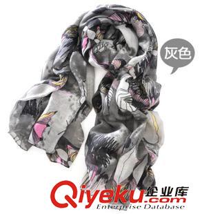 長款圍巾 v型尚雅圍巾 秋冬 韓國女款 加大加寬海棠花巴厘紗圍巾批發原始圖片2