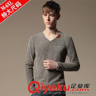 長(zhǎng)袖T恤/長(zhǎng)袖polo衫 廠價(jià)直銷 一件代發(fā) 秋款大碼棉麻打底衫男士純色鏤空V領(lǐng)長(zhǎng)袖T恤衫原始圖片2