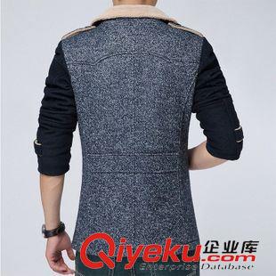 風衣 2014秋冬款商務毛呢外套男士風衣羊羔毛修身短款呢子大衣男裝毛領(lǐng)原始圖片3