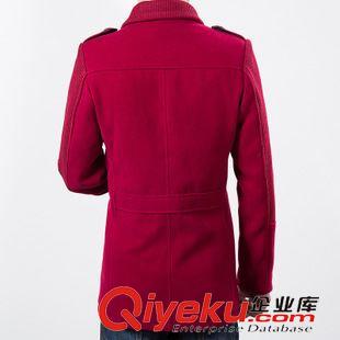 風(fēng)衣 2015秋冬裝韓版男士修身風(fēng)衣男針織袖男裝中長(zhǎng)款毛呢立領(lǐng)加絨外套原始圖片2