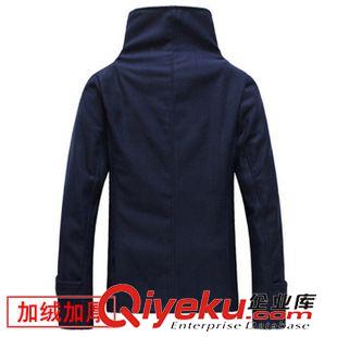 風(fēng)衣 2015秋冬新款男士風(fēng)衣短款加絨加厚韓版毛呢外套男式黑色呢子風(fēng)衣原始圖片2