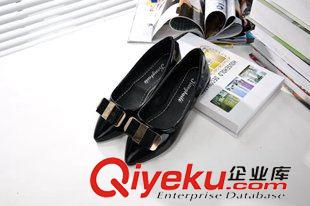 2015年3月中旬新款 秋季漆皮女士鞋尖頭蝴蝶結平底鞋淺口低幫鞋女防水臺單鞋子 批發原始圖片3