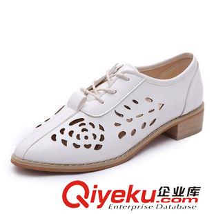 2015年4月新款第二部分 歐洲站2015春季新款潮女鞋 時(shí)尚圓頭系帶鏤空淺口女單鞋 真皮女鞋原始圖片3